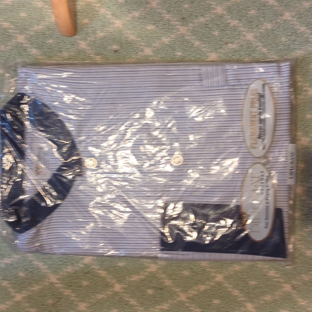 Vintage Diplomat blue striped men's long sleep shirt size Large unopened.